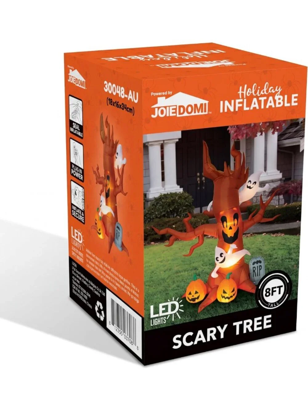 8FT Halloween Inflatable Scary Tree with Ghost, LED Pumpkin & Tombstone Decor